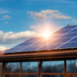 Solar panel on a red roof